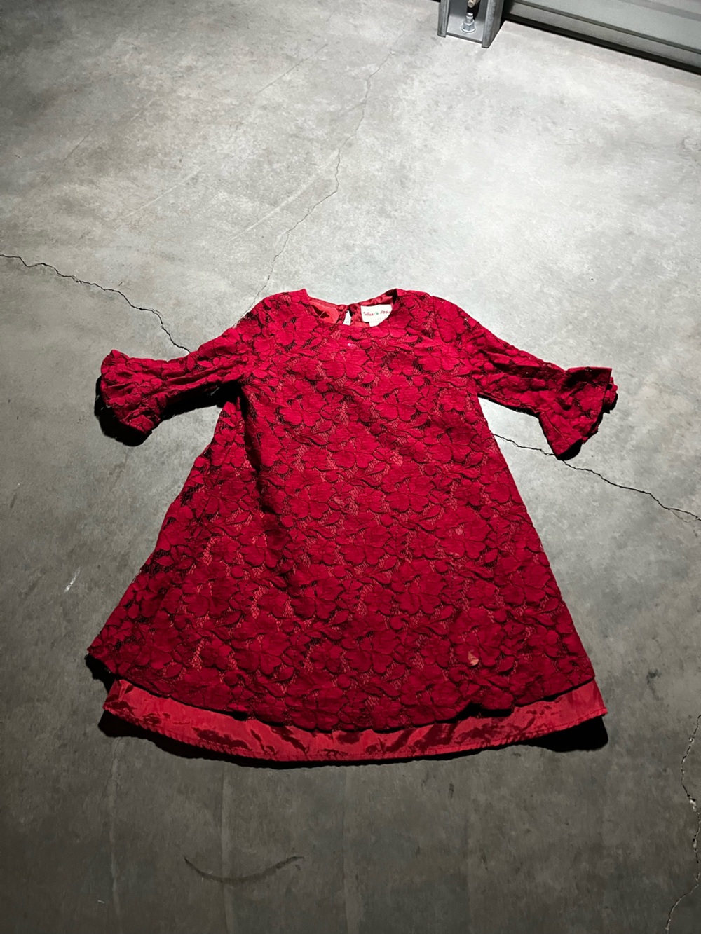 Red Lace A-line Kids Dress